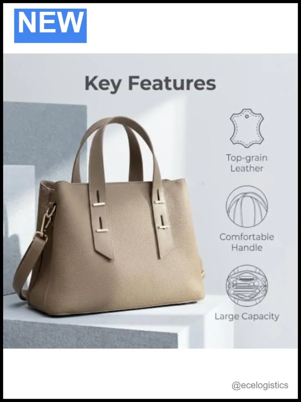Women's Top Grain Leather Satchel Bag, Top-Handle Shoulder Purse with
